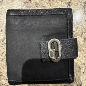 Authentic Large Vintage Gucci Black Wallet with Silver Buckle